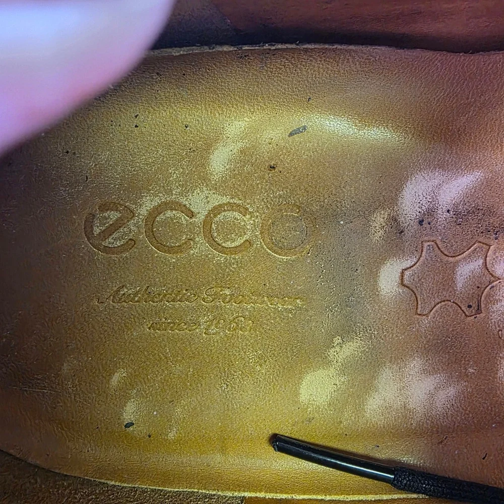 ECCO Oxford Dress Shoes Black Leather Square Toe Bicycle Toe Mens 46 12 12.5
